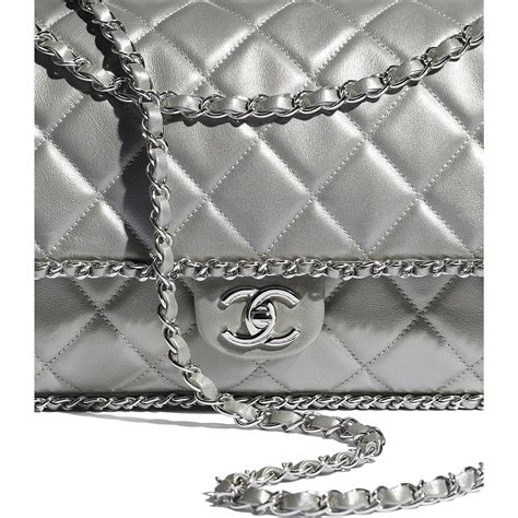 metallic silver chanel bag